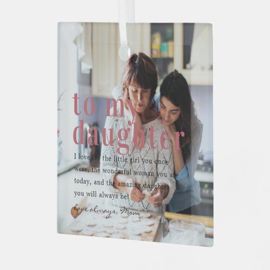 娘に |引用文と写真ギフト ガラスオーナメント (正面左)