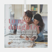 娘に |引用文と写真ギフト ガラスオーナメント (正面)