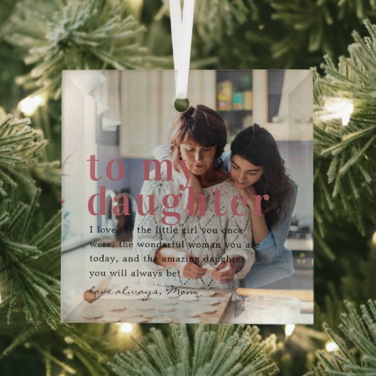 娘に |引用文と写真ギフト ガラスオーナメント (インサイチュ)