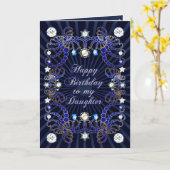 娘のために宝石の塊と誕生日カード カード (黄色い花)