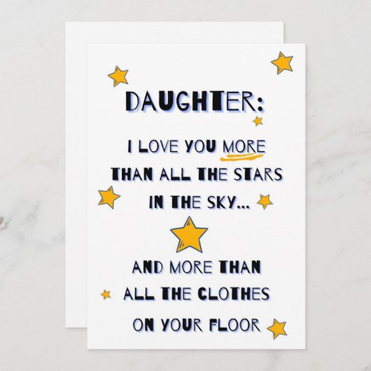 娘のためのカード、娘の誕生日カード シーズンカード (正面/裏面)