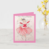 娘のためのヴィンテージクリスマスアイススケートで滑るカード カード (黄色い花)