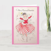 娘のためのヴィンテージクリスマスアイススケートで滑るカード シーズンカード (正面)