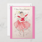 娘のためのヴィンテージクリスマスアイススケートで滑るカード シーズンポストカード (正面/裏面)