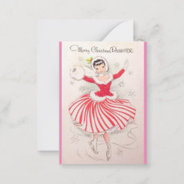 娘のためのヴィンテージクリスマスアイススケートで滑るカード ノートカード