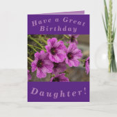 娘のための紫のフローラ誕生日カード カード (正面)