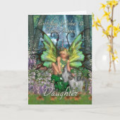 娘のバースデー・カード-アンゼリカのファンタジーの森林 カード (黄色い花)