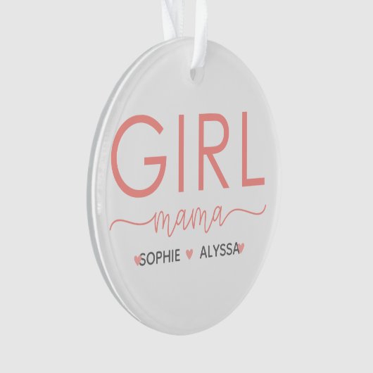 娘のパーソナライズされた名前を持つ女の子ママ オーナメント (正面)