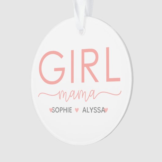 娘のパーソナライズされた名前を持つ女の子ママ オーナメント (正面)