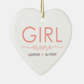 娘のパーソナライズされた名前を持つ少女ママ セラミックオーナメント (右)