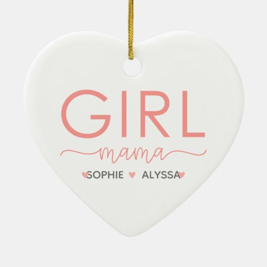 娘のパーソナライズされた名前を持つ少女ママ セラミックオーナメント