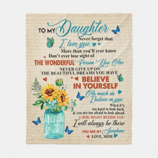 娘のパーソナライズされた母への愛 フリースブランケット (正面)