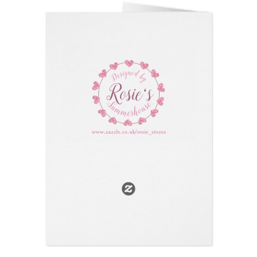 娘のピンクと白のバプテスマのお祝い (裏面)