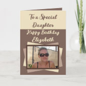 娘の写真名ブラウンクリーム誕生日 カード (正面)