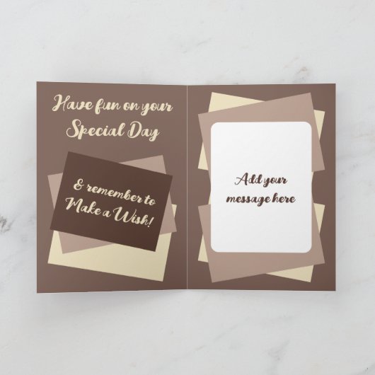 娘の写真名ブラウンクリーム誕生日 カード (内部)