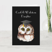 娘の卒業のお祝いのかわいく賢いフクロウ カード (正面)