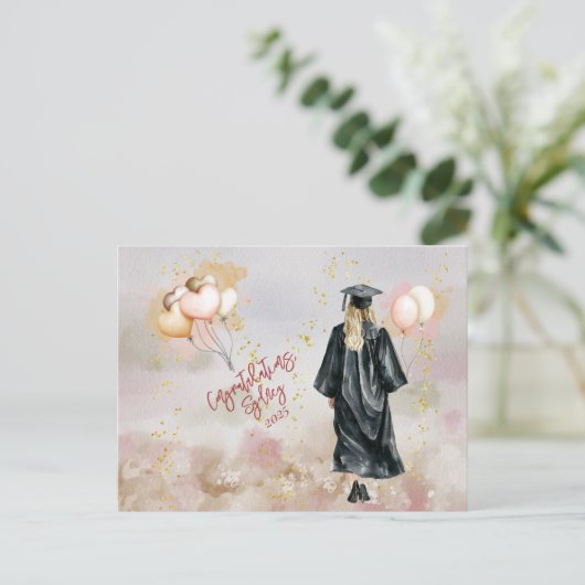 娘の卒業パーティー おめでとう ポストカード (スタンド正面)