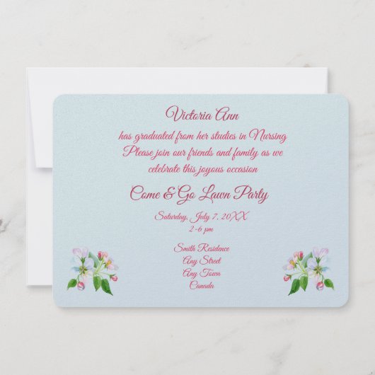 娘の卒業式への招待 招待状 (裏面)