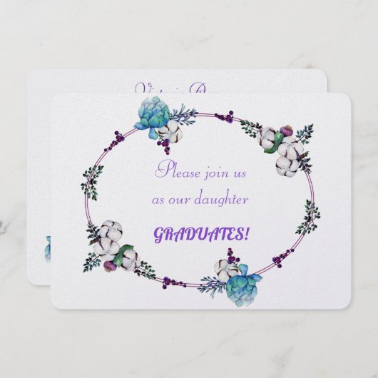 娘の卒業式への招待 招待状 (正面/裏面)