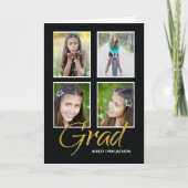 娘の卒業4枚の写真がカスタマイズ可能 カード (正面)