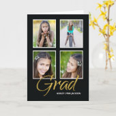 娘の卒業4枚の写真がカスタマイズ可能 カード (黄色い花)