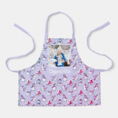 娘の名前リラックの雪だるま柄　娘の写真と名前を追加 エプロン (正面)