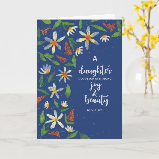 娘の宗教的誕生日デイジーと野花 カード (黄色い花)