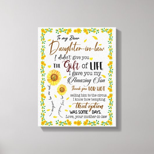 娘の恋人たち |義理親愛の娘へ キャンバスプリント (正面)