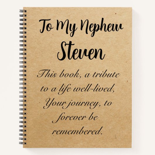 娘の息子のノートへのパーソナライズされた手紙 ノートブック (正面)