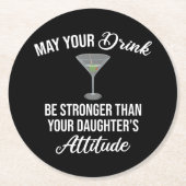娘の態度よりも強く飲おもしろいむ ラウンドペーパーコースター (正面)