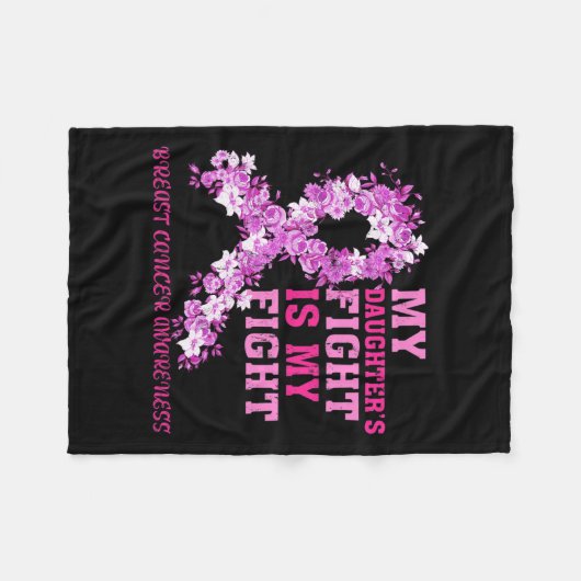 娘の戦いは私の乳癌の待ち伏せ フリースブランケット (正面(横))