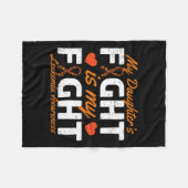 娘の戦いは私の闘病白血病認識度 フリースブランケット (正面(横))