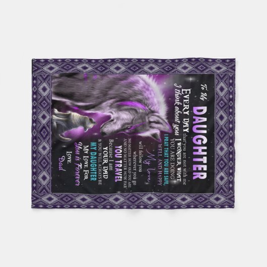 娘の暖かい誕生日のためのパパからの娘のギフト フリースブランケット (正面(横))