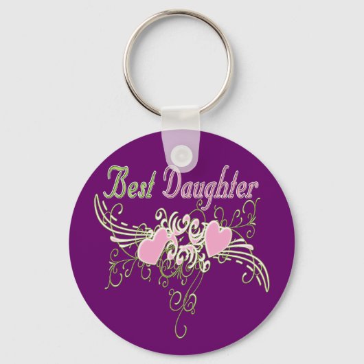 娘の最高の渦巻きハートギフト キーホルダー (正面)