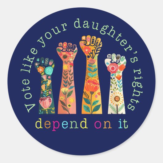 娘の権利が左右するように投票する ラウンドシール (正面)