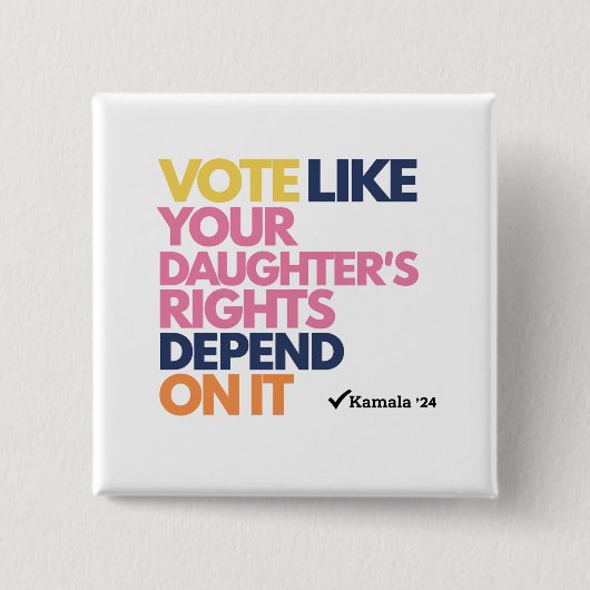 娘の権利が左右するように投票する 缶バッジ (正面)