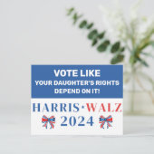 娘の権利に投票Harris Walz 2024 ポストカード (スタンド正面)