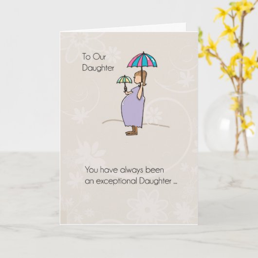 娘の母の日に妊娠した母 カード (黄色い花)