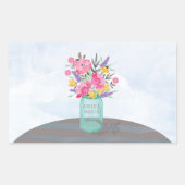 娘の母の日のメイソンの瓶の花瓶 長方形シール (正面)