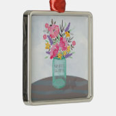 娘の母の日メイソン·ジャー·花瓶 メタルオーナメント (右)