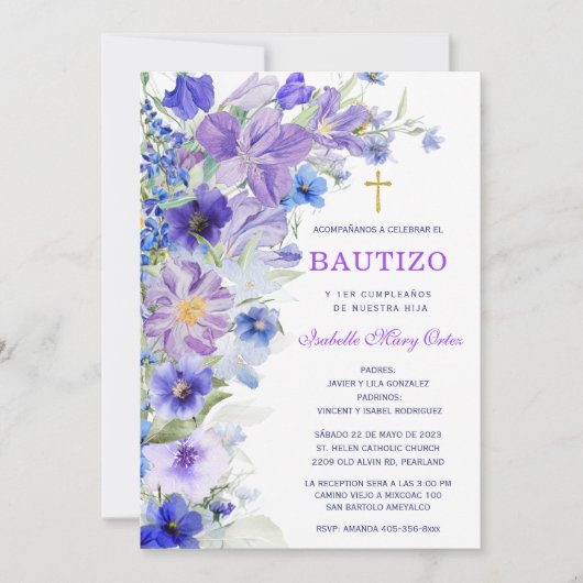 娘の洗礼と1歳の誕生日 招待状 (正面)