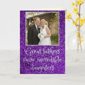 娘の父の日のグリッター写真カード カード (黄色い花)