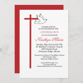 娘の確認赤い十字と白の鳩 招待状 (正面/裏面)