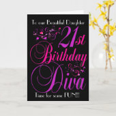 娘の第21誕生日の花型女性歌手の挨拶状 カード (黄色い花)