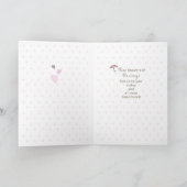 娘の結婚前のお祝いケーキ、茶色、ピンク カード (内部)