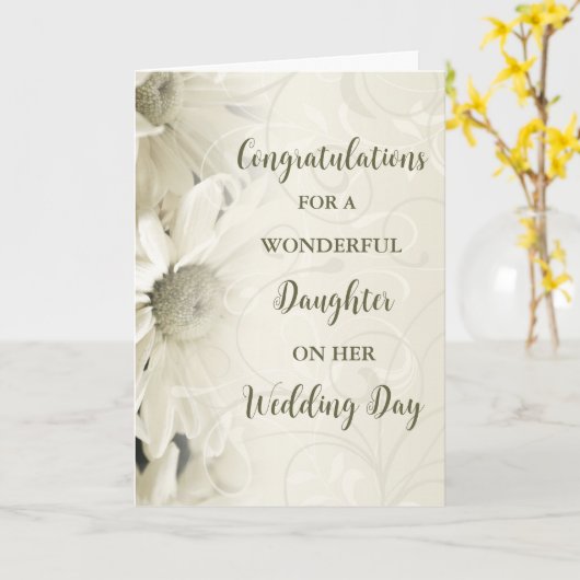 娘の結婚式の日おめでとう カード (黄色い花)