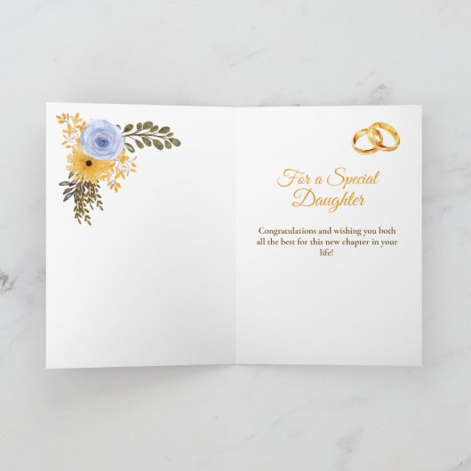 娘の花嫁の結婚式の日フローラおめでとう カード (内部)