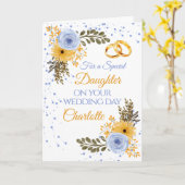娘の花嫁の結婚式の日フローラおめでとう カード (黄色い花)