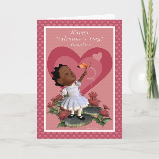 娘の蝶女の子のバレンタインデーカード シーズンカード (正面)