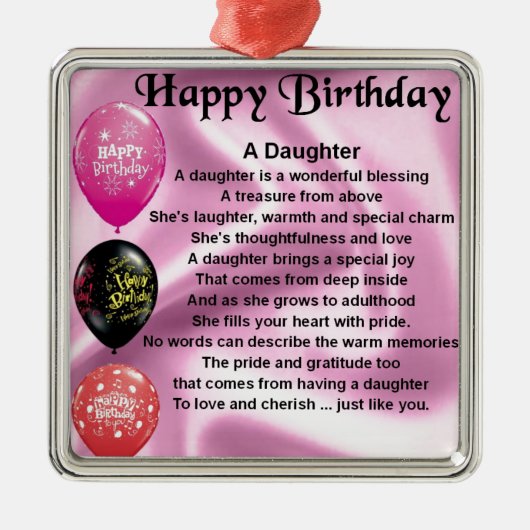 娘の詩ハッピーバースデー メタルオーナメント (正面)